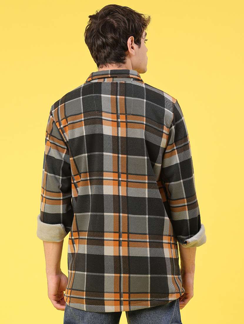 men checkered long sleeve regular fit shacket - 22231750 -  Standard Image - 3