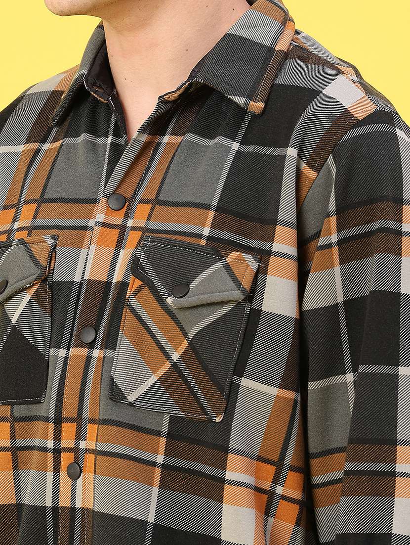 men checkered long sleeve regular fit shacket - 22231750 -  Standard Image - 5