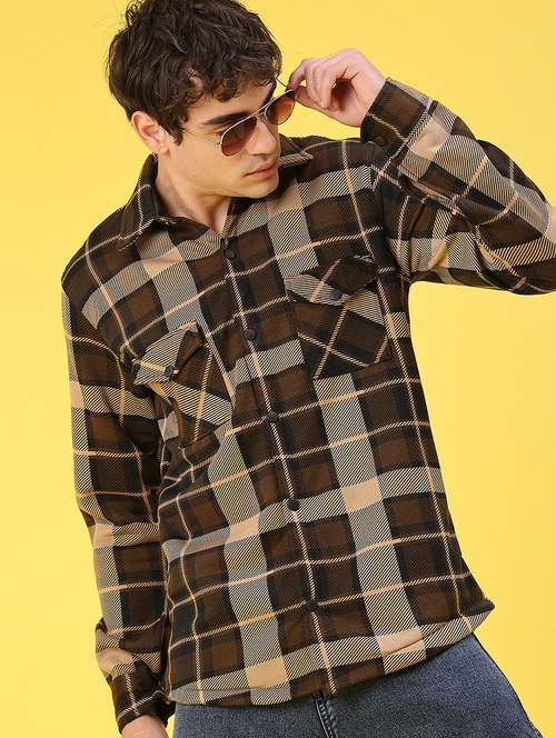 men checkered long sleeve regular fit shacket - 22231753 -  Standard Image - 0