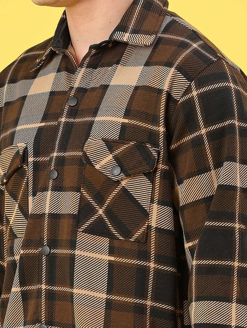 men checkered long sleeve regular fit shacket - 22231753 -  Standard Image - 5