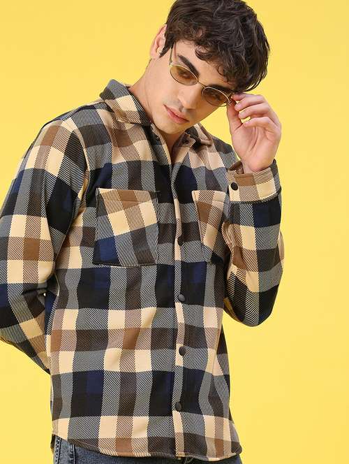 men checkered long sleeve regular fit shacket - 22231754 -  Standard Image - 0