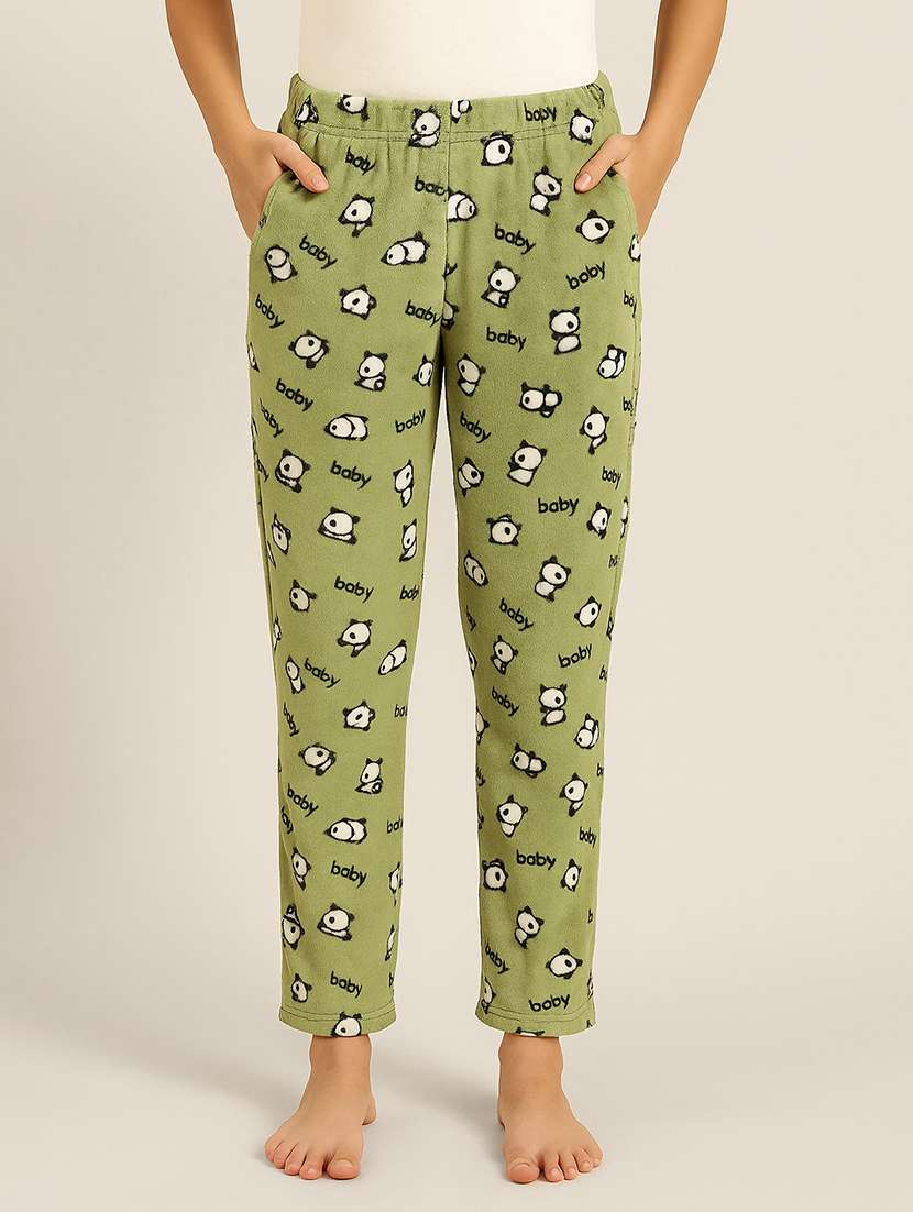 women printed mid rise loungewear pajama