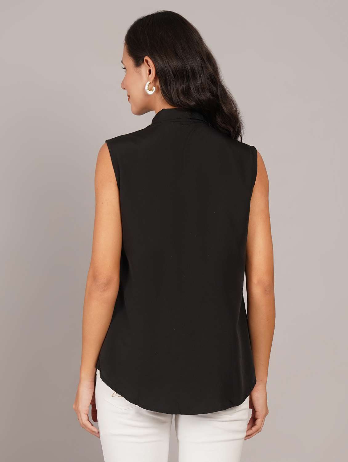 women solid sleeveless regular fit shirt - 22231790 -  Standard Image - 3