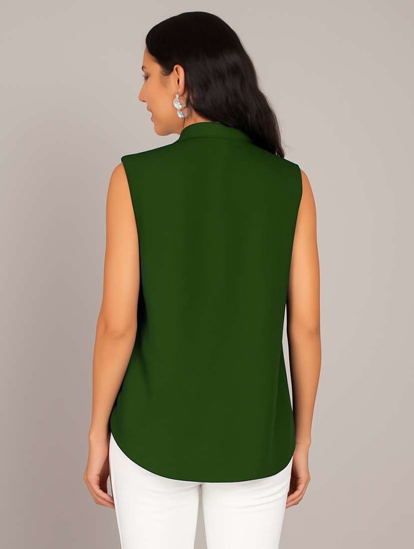 women solid sleeveless regular fit shirt - 22231792 -  Standard Image - 3