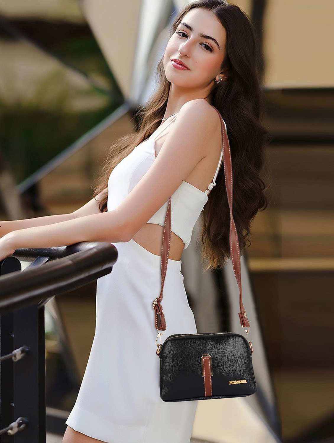 women solid adjustable strap sling bag - 22231804 -  Standard Image - 3