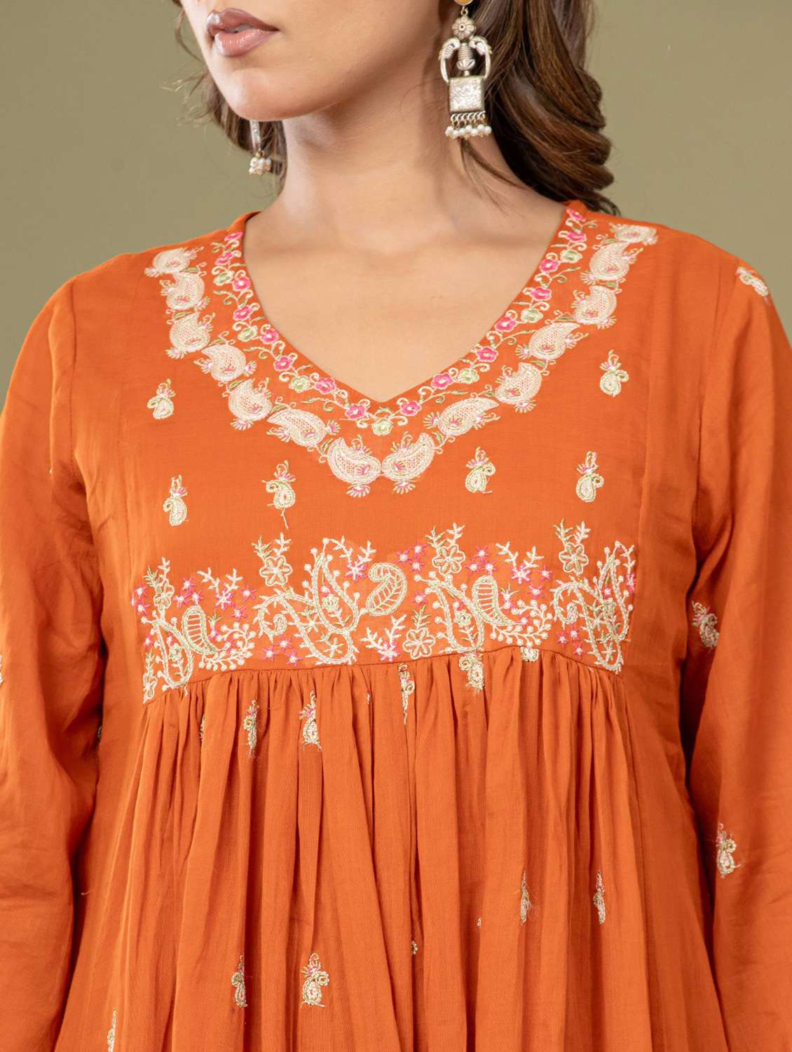 women solid with work three quarter sleeve kurta pant with dupatta set - 22231842 -  Standard Image - 5