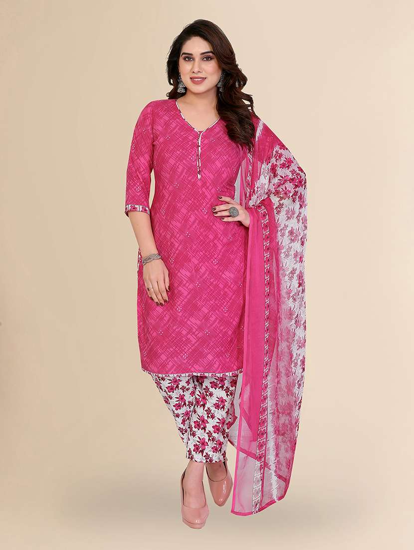 women printed unstitched suit set