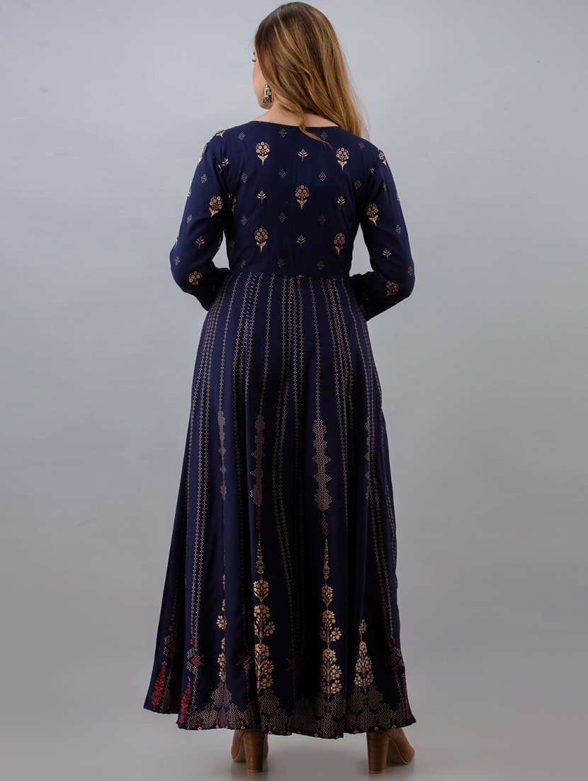 women printed three quarter sleeve anarkali kurta - 22237872 -  Standard Image - 3