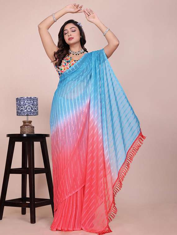 women ombre printed saree with blouse - 22237973 -  Zoom Image - 0