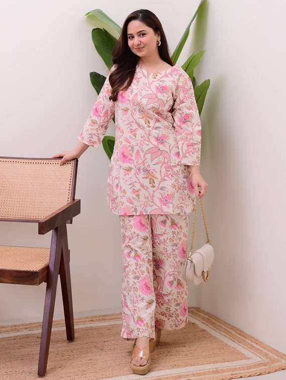 women floral long sleeve ethnic co-ord set