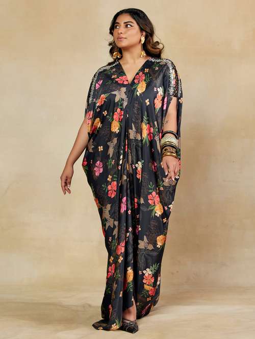 women floral print kimono sleeve kaftan dress - 22238759 -  Standard Image - 0