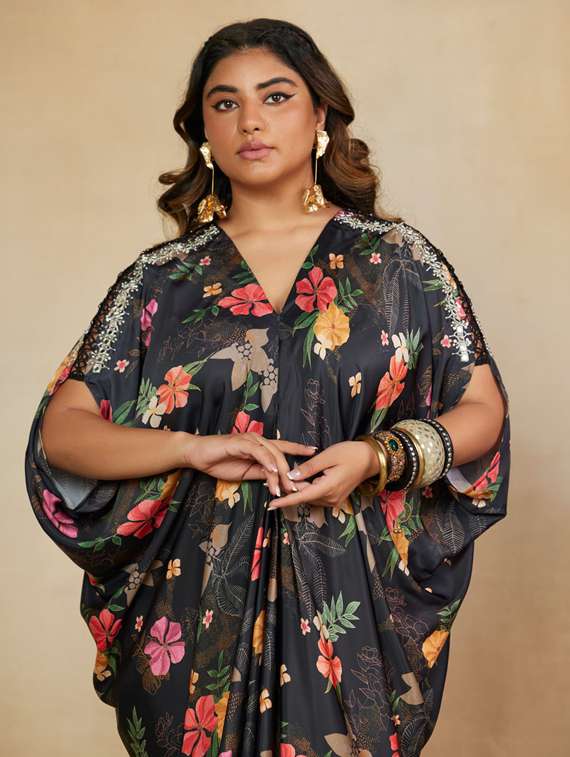 women floral print kimono sleeve kaftan dress - 22238759 -  Standard Image - 3