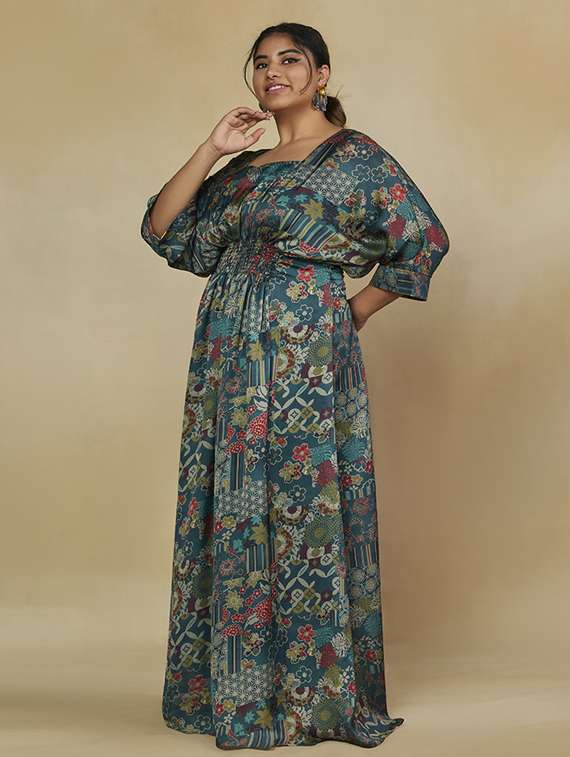 women plus size printed kimino sleeve flared dress - 22238761 -  Standard Image - 3