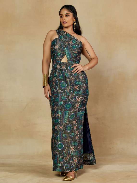 women prinred single shoulder straight dress - 22238764 -  Zoom Image - 0