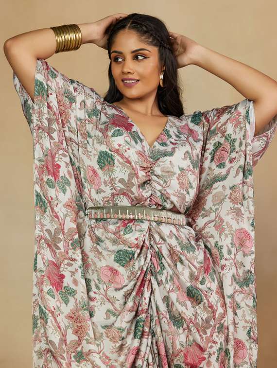 women floral print kimono sleeve kaftan dress - 22238798 -  Standard Image - 3