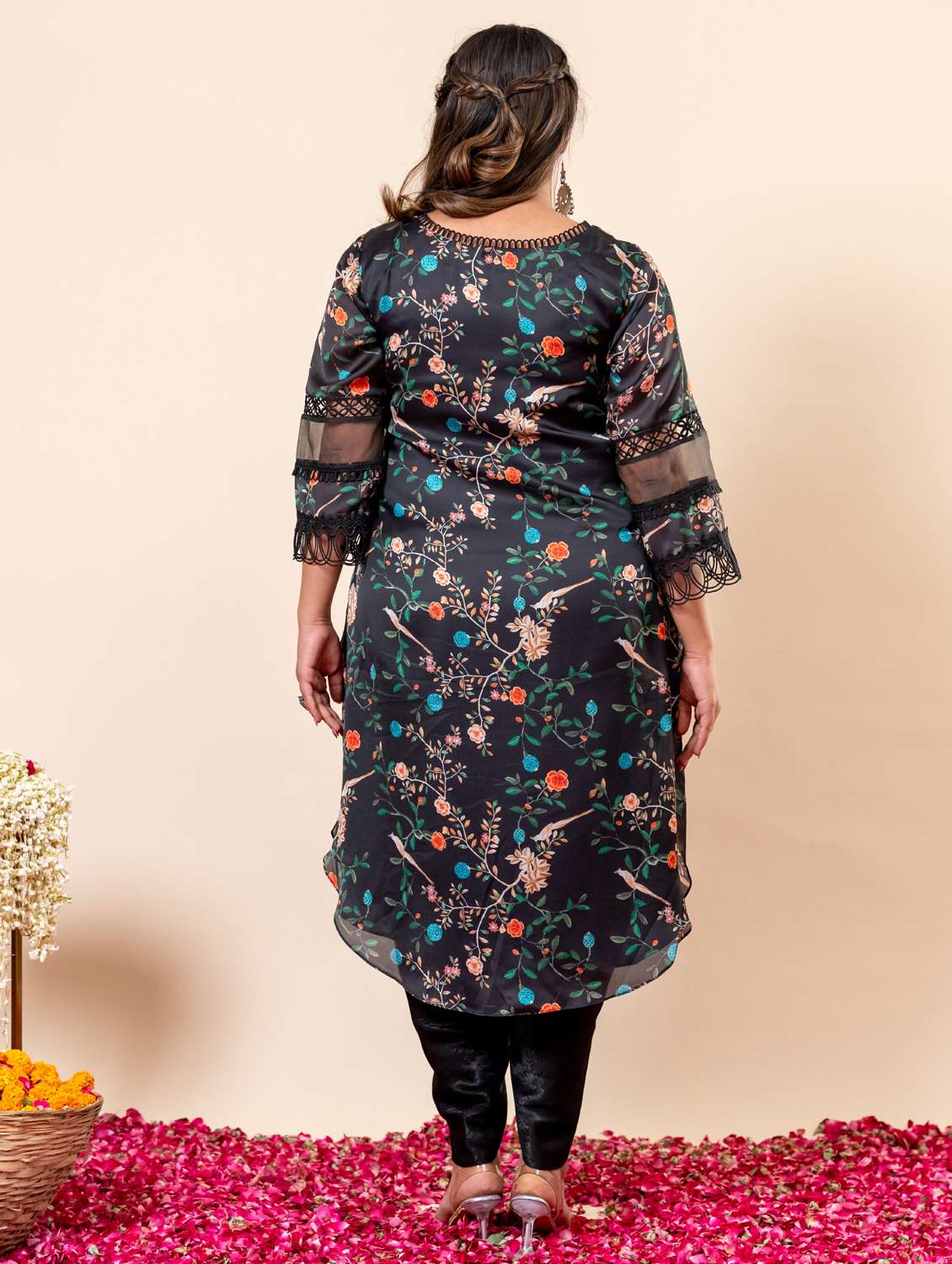 women plus size floral three quarter sleeve dhoti kurta set - 22238814 -  Standard Image - 3