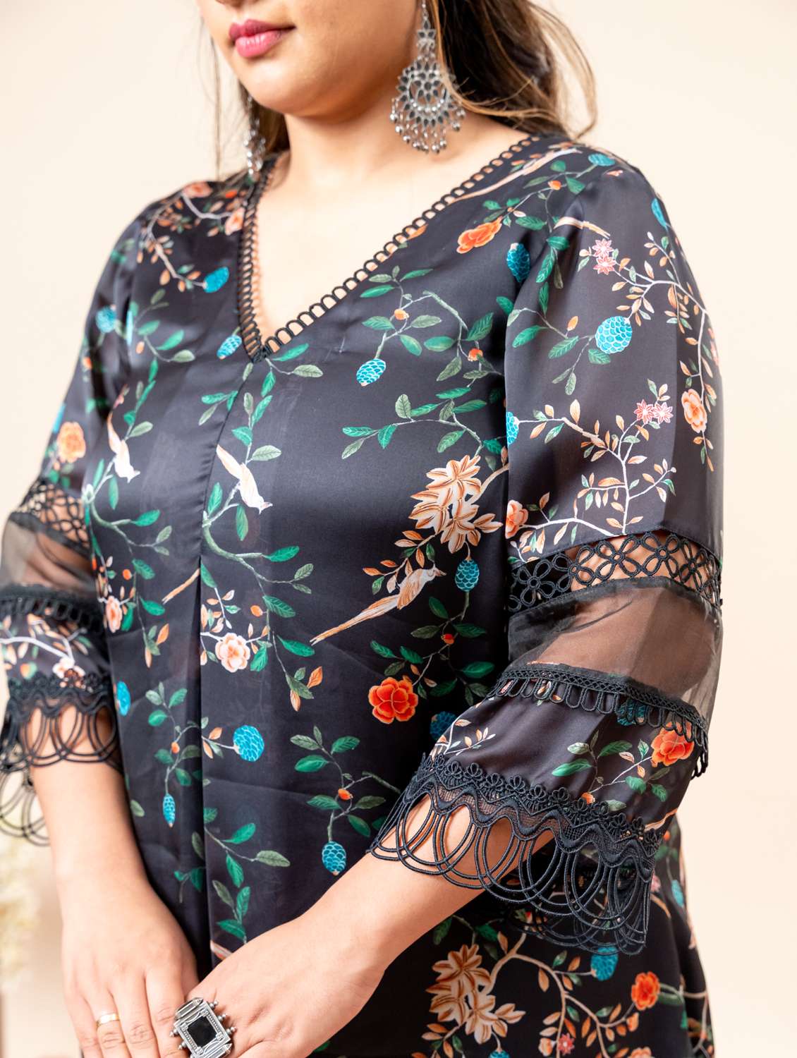 women plus size floral three quarter sleeve dhoti kurta set - 22238814 -  Standard Image - 5