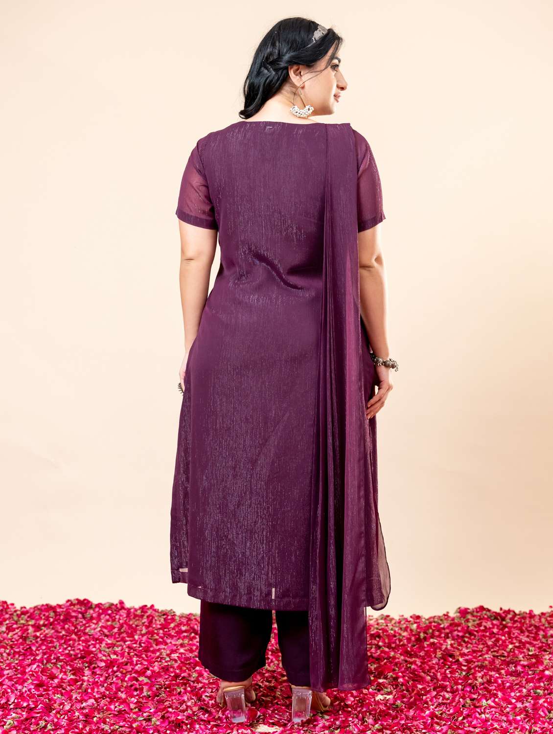 women plus size short sleeve kurta palazzo set - 22238816 -  Standard Image - 3