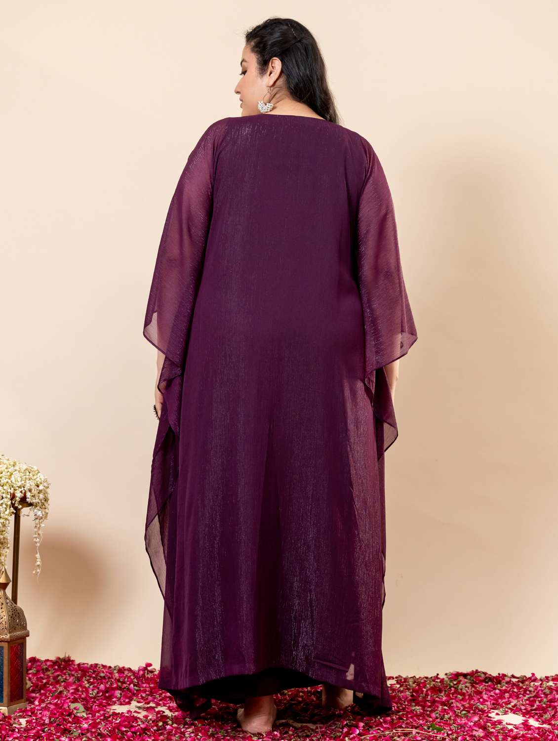women plus size kimono sleeve kaftan kurta palazzo set - 22238820 -  Standard Image - 3