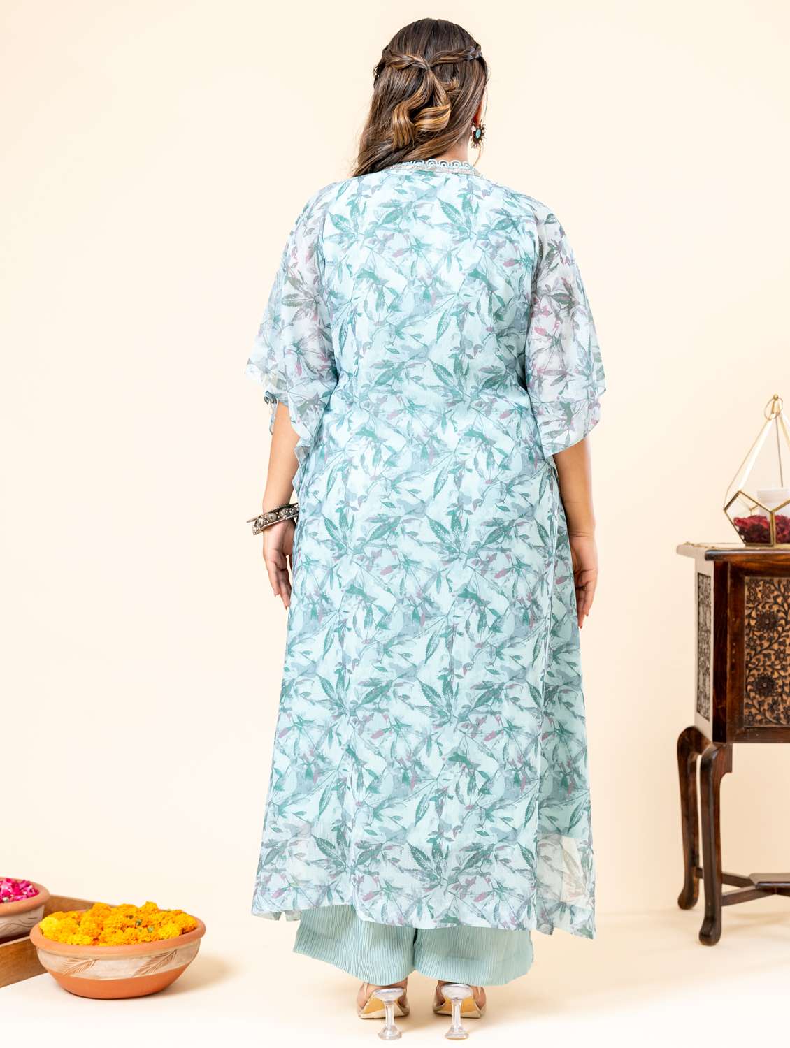 women plus size kimono sleeve kaftan kurta palazzo set - 22238821 -  Standard Image - 3