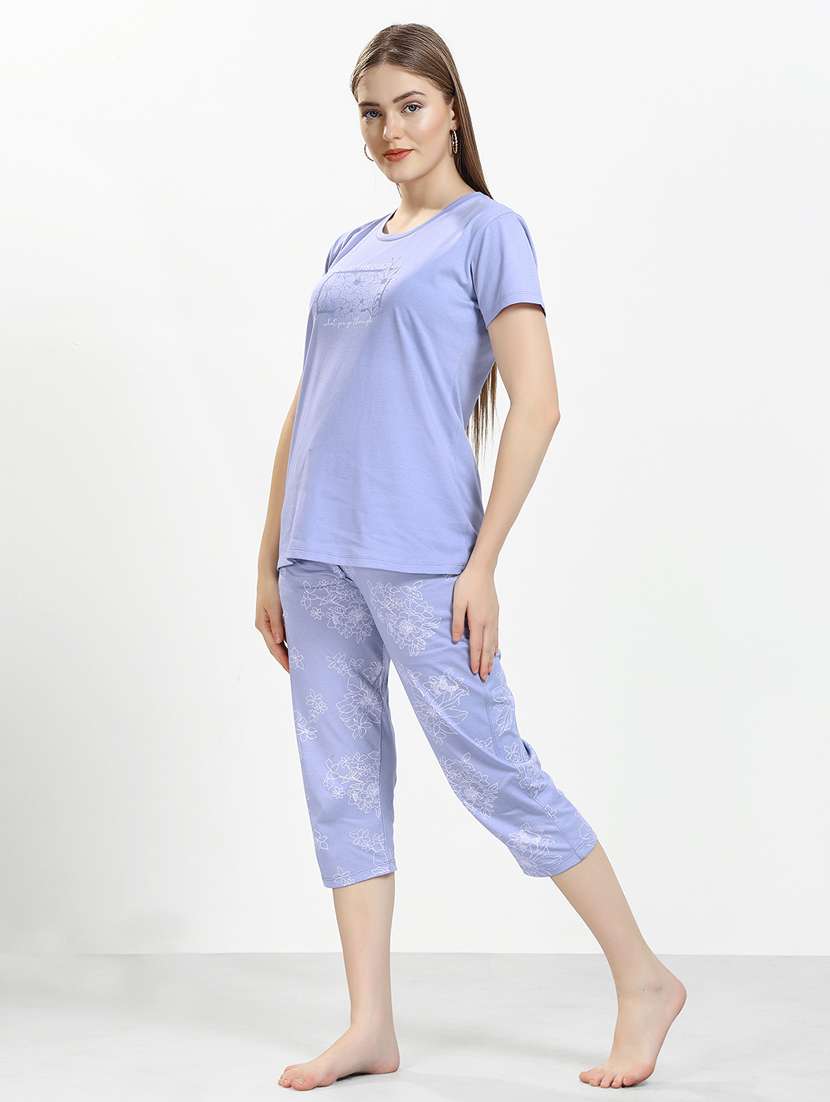 women printed nightwear capri set - 22238870 -  Standard Image - 3