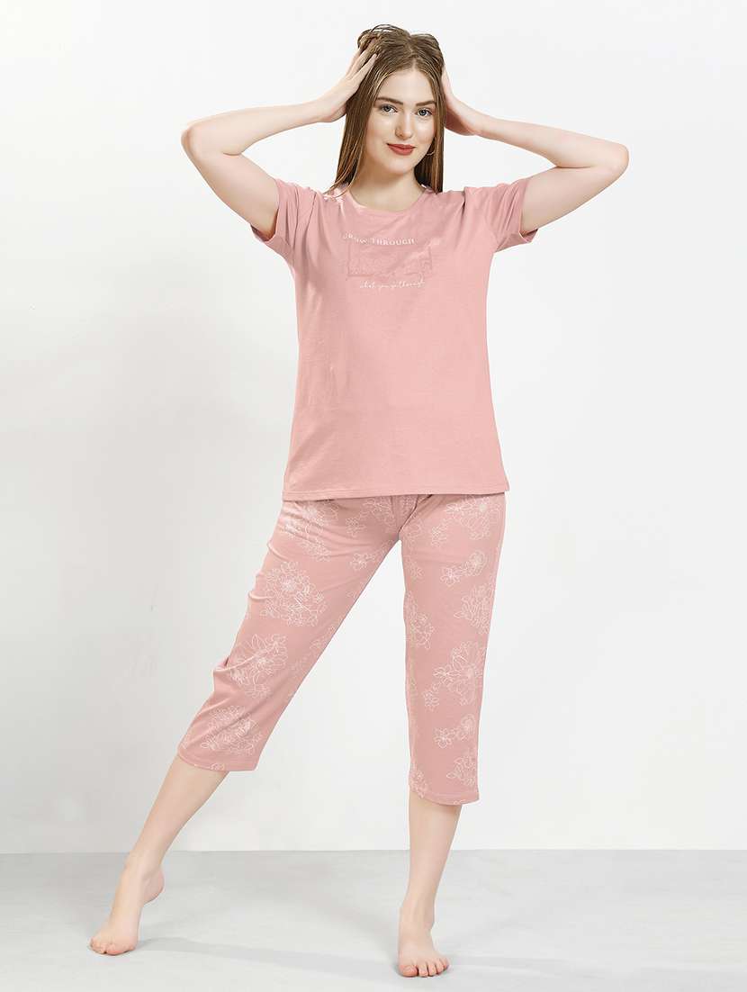 women printed nightwear capri set