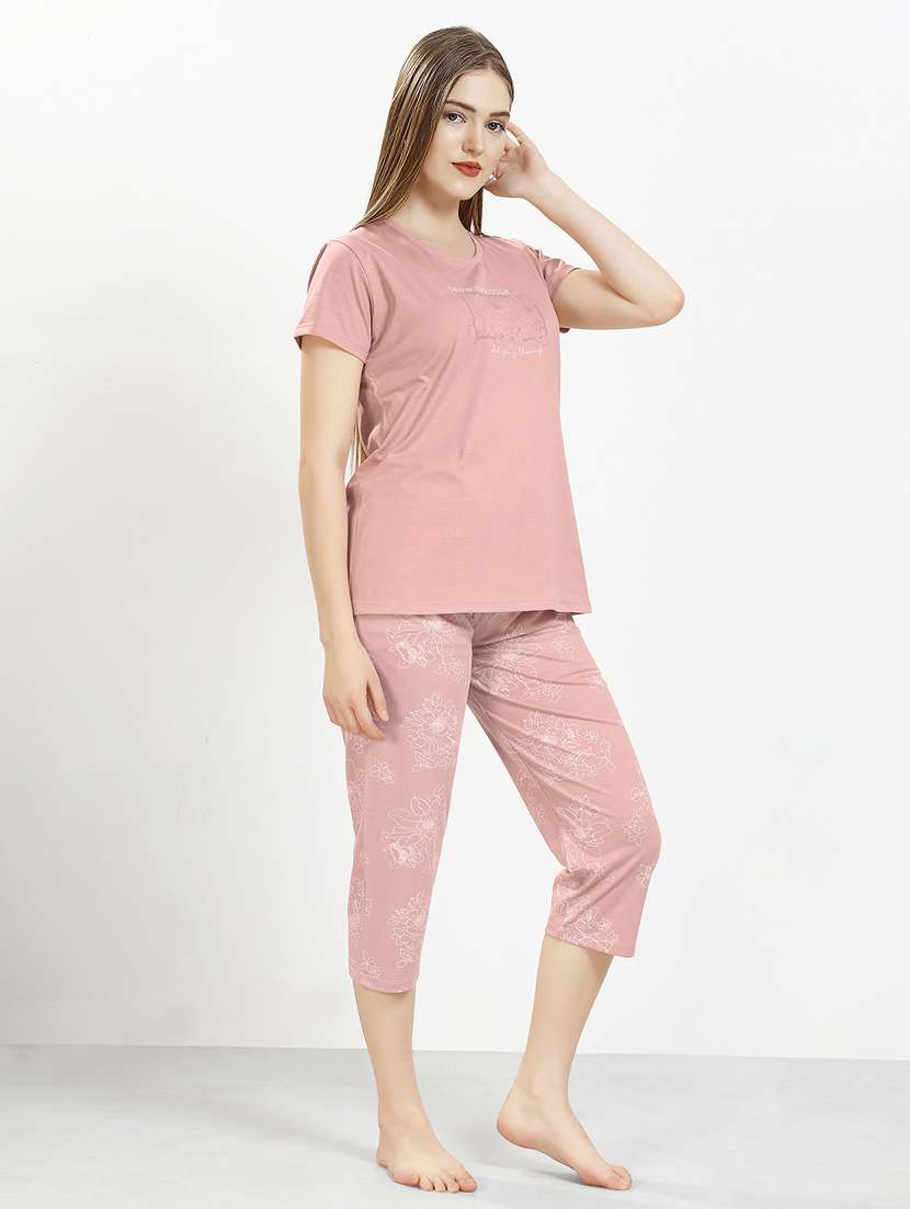 women printed nightwear capri set - 22238871 -  Standard Image - 3