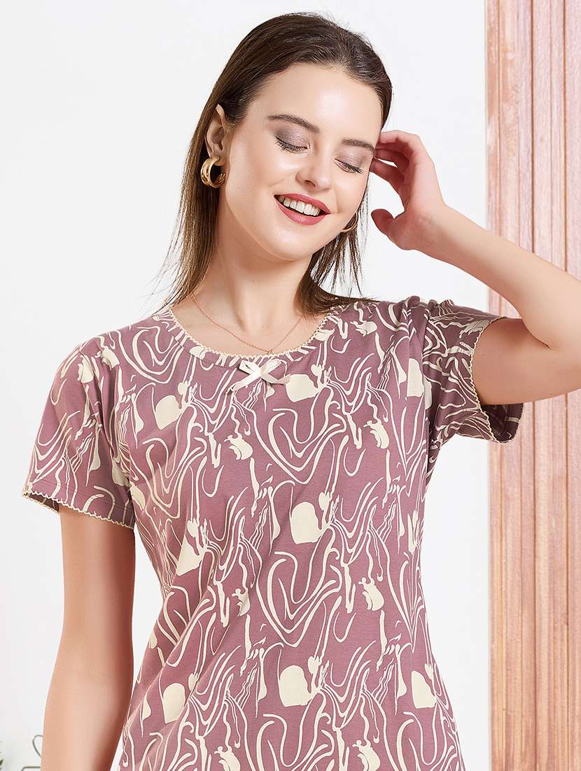 womn printed short sleeve sleepshirt - 22238876 -  Standard Image - 5