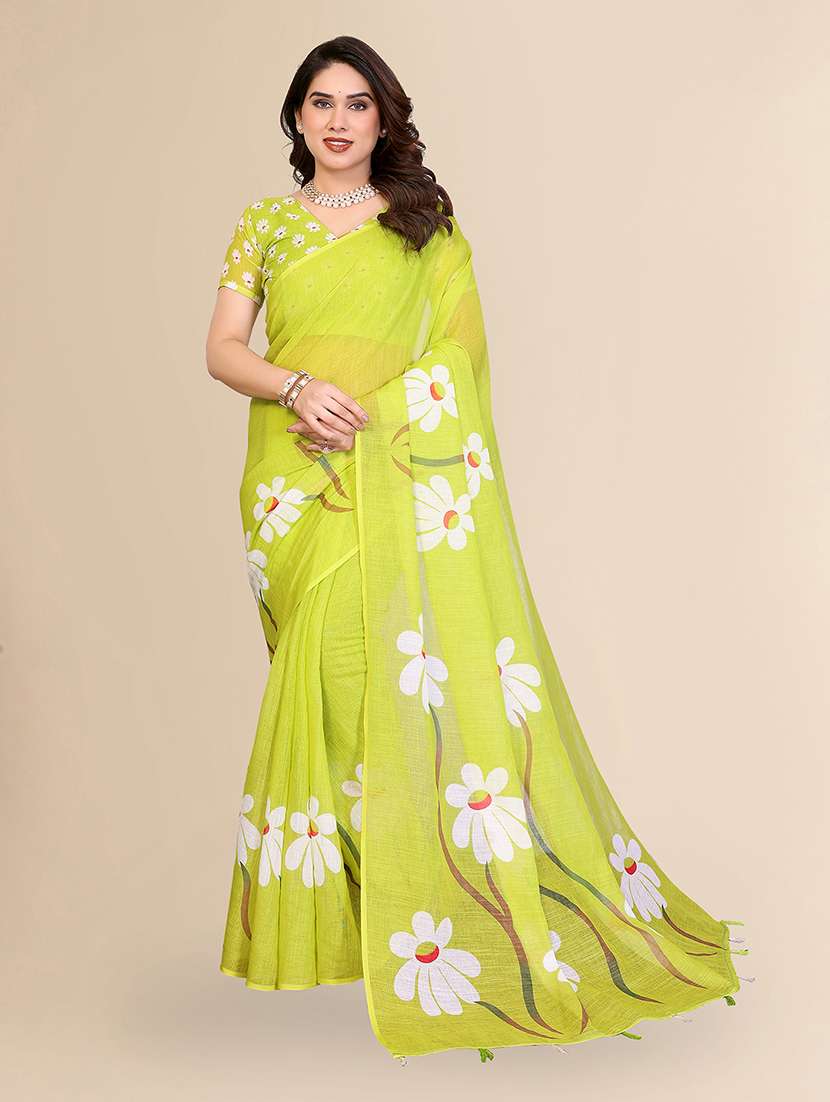 women floral printed saree with blouse