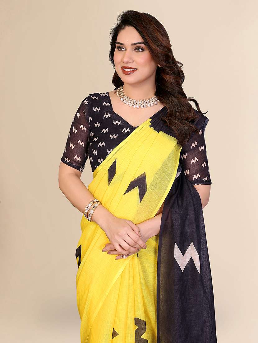 Women Printed Casual Wear Saree With Blouse - 22238883 -  Standard Image - 3
