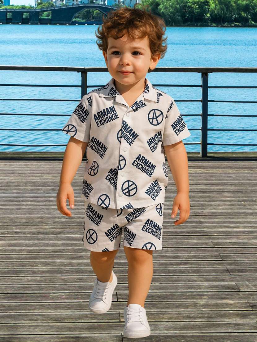 boys printed shirt and shorts co-ord set