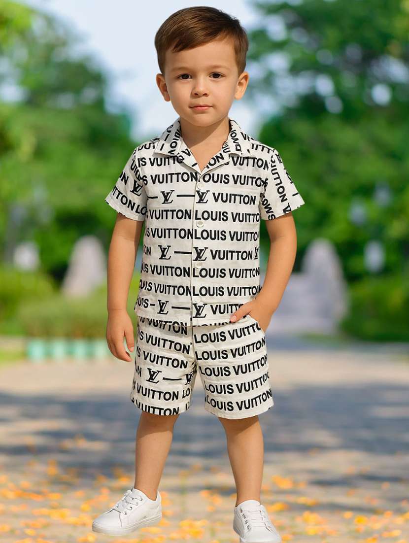 boys printed shirt and shorts co-ord set