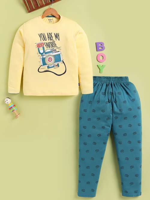 boys printed round neck full length co-ord set - 22239086 -  Standard Image - 0