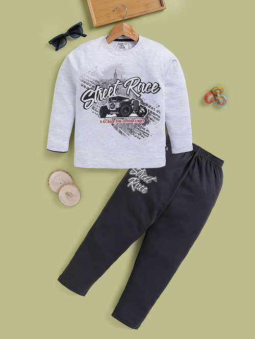 boys printed round neck full length co-ord set - 22239087 -  Standard Image - 0