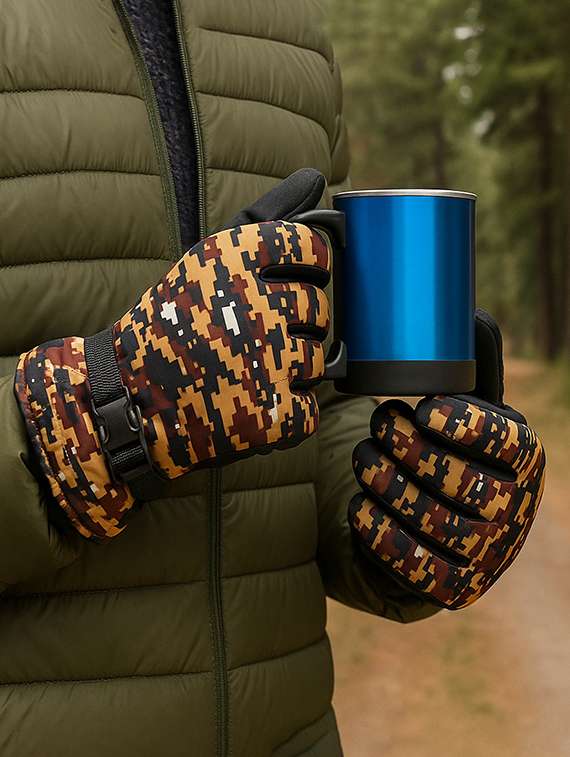 men camouflage printed warm winter gloves - 22239107 -  Standard Image - 3