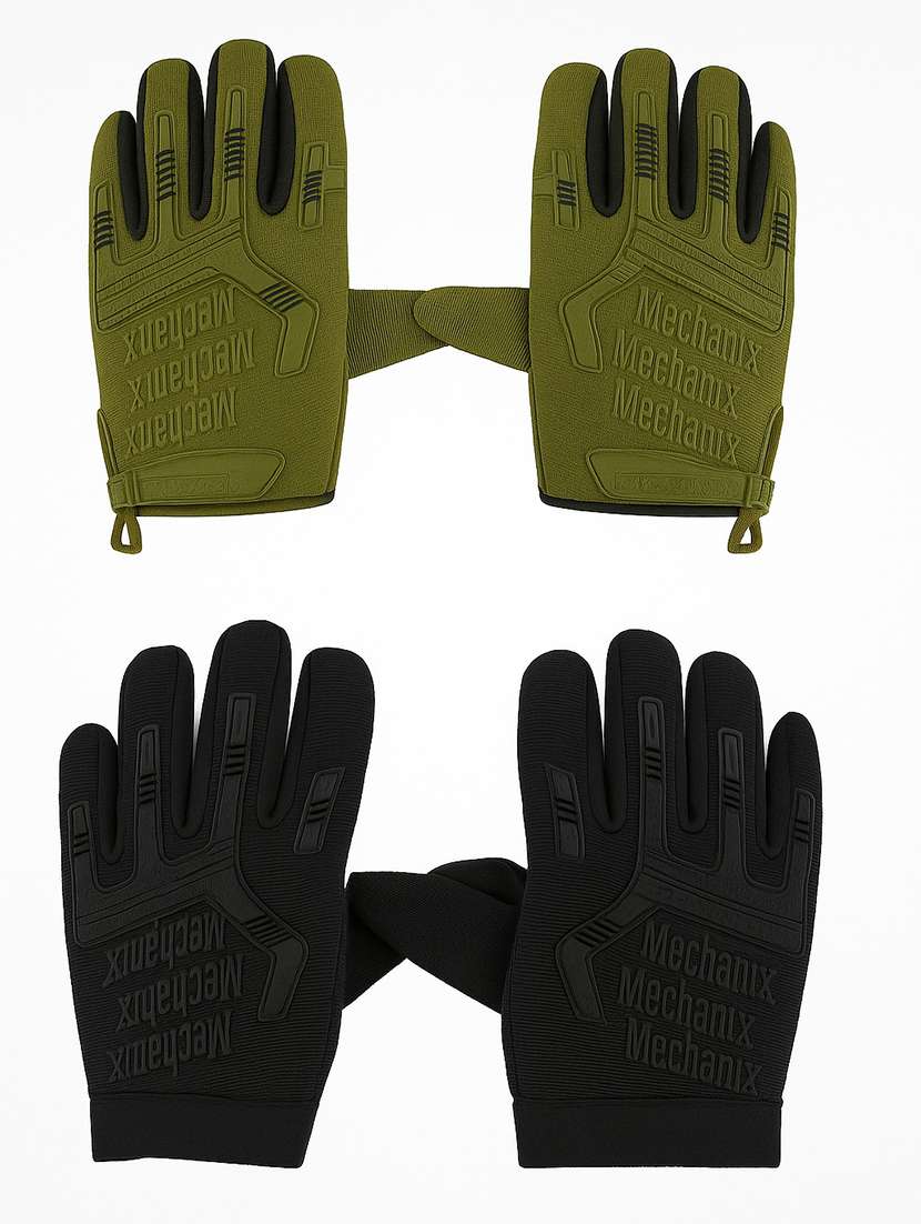 men pack of 2 solid full-finger tactical gloves