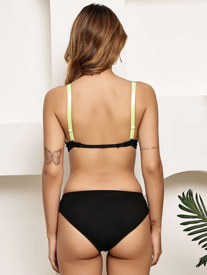 women solid underwired bra and panty set - 22239118 -  Standard Image - 3