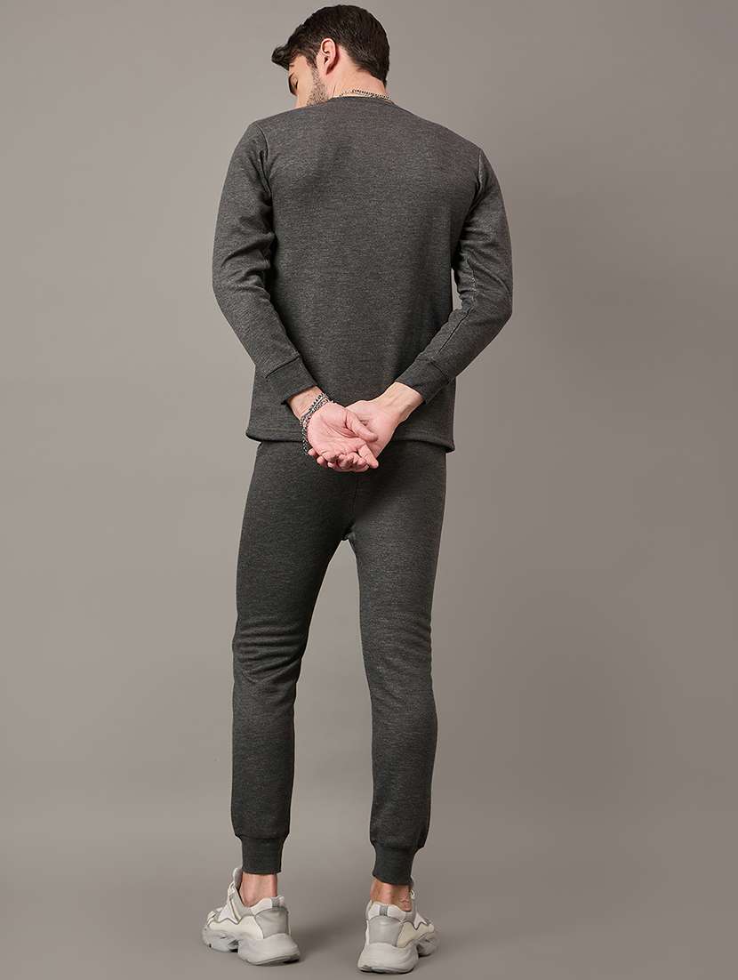 men solid round neck full length thermal set - 22239128 -  Standard Image - 3