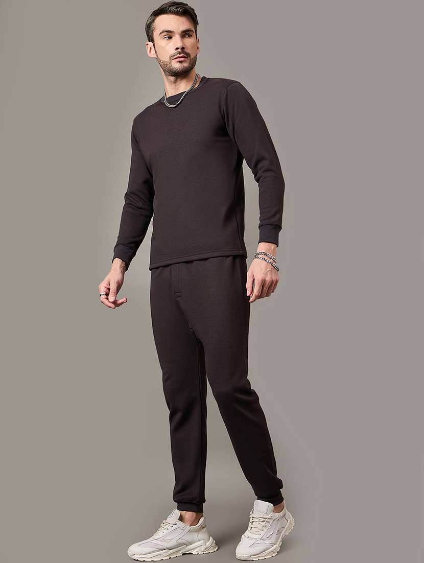 men solid full sleeve full length thermal set