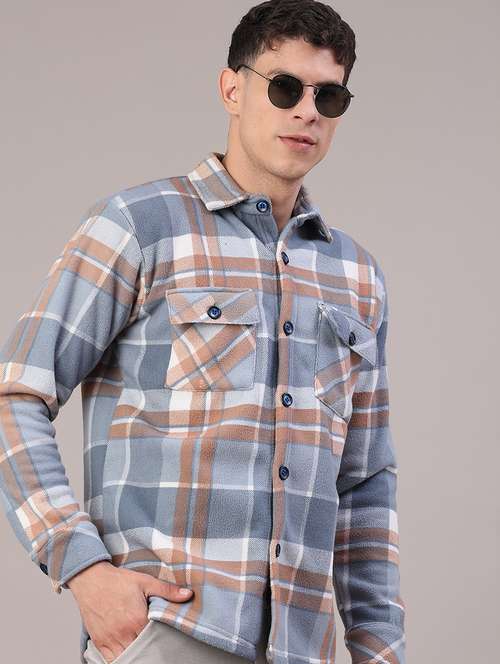 men checkered long sleeve regular fit shacket - 22239144 -  Standard Image - 0