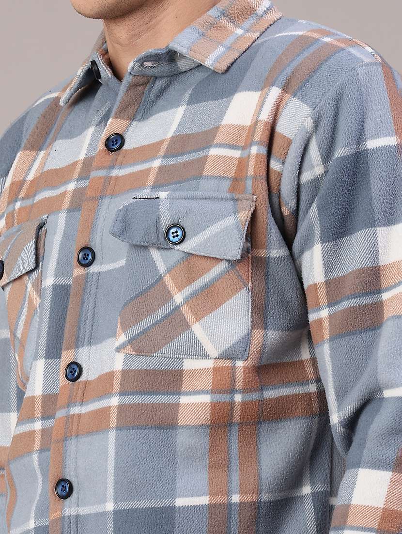 men checkered long sleeve regular fit shacket - 22239144 -  Standard Image - 5