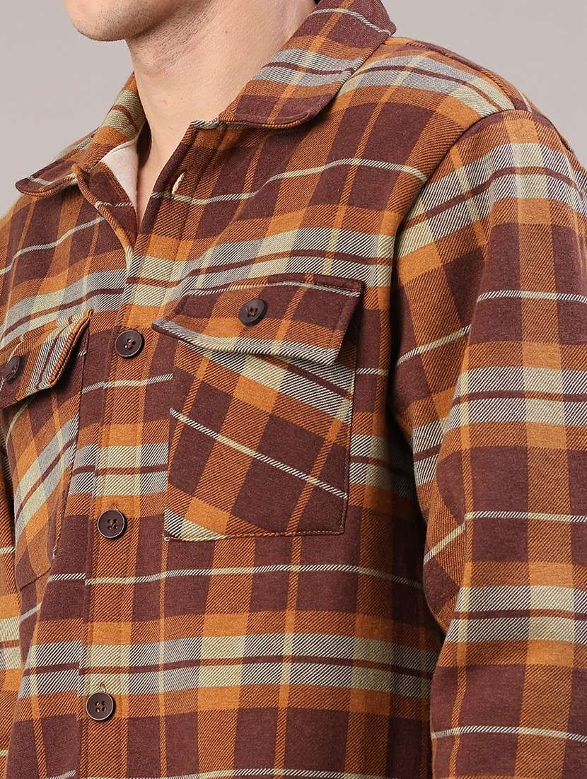 men checkered long sleeve regular fit shacket - 22239145 -  Standard Image - 5