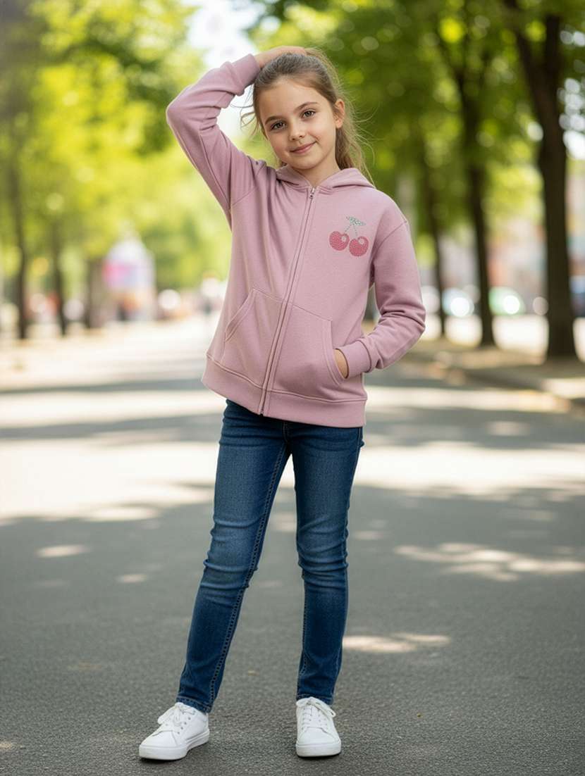girls long sleeve hooded sweatshirt - 22239148 -  Standard Image - 3