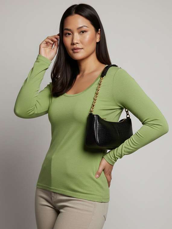 women solid long sleeve pullover