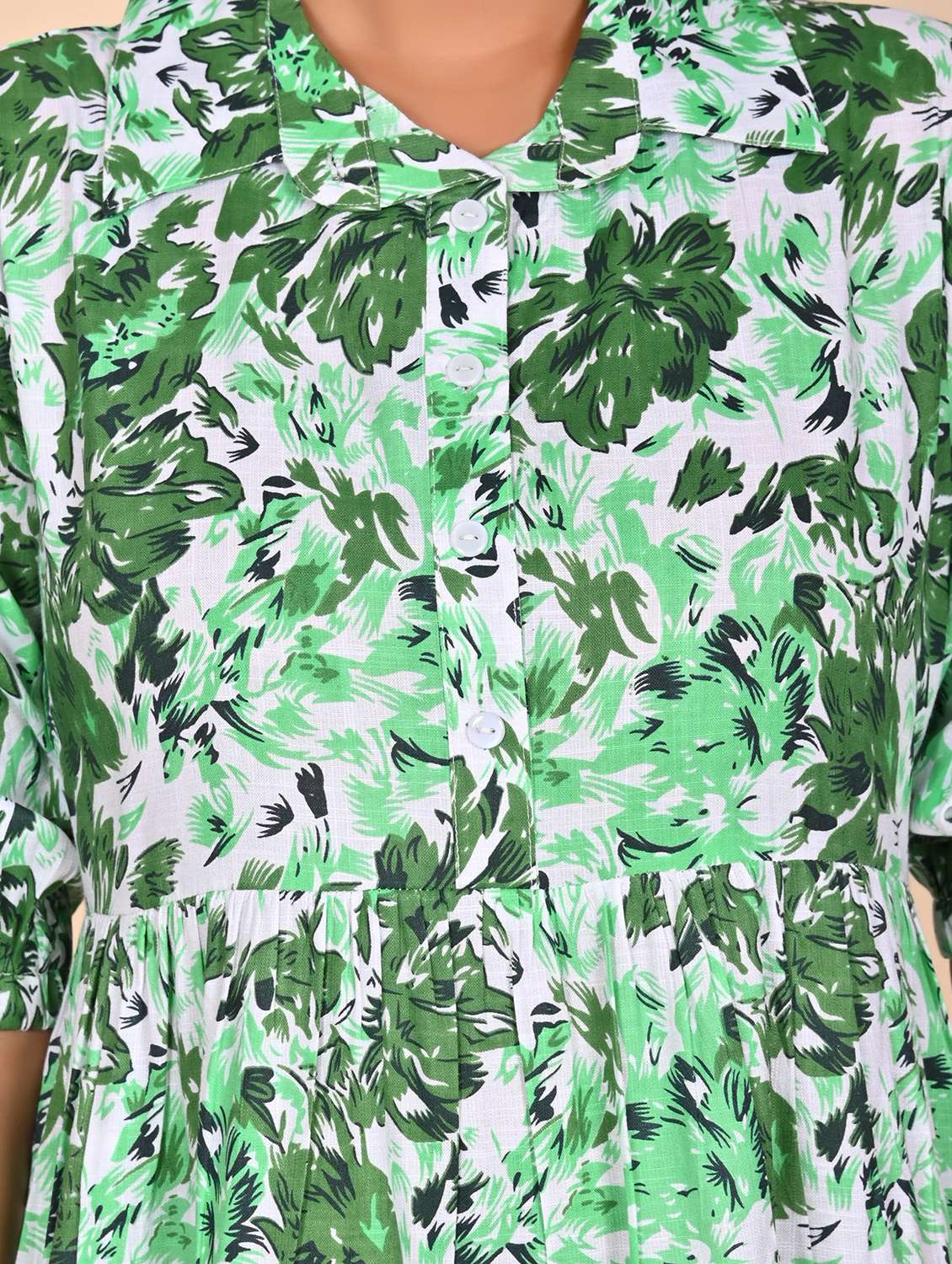 women printed three quarter slevee tiered dress - 22239281 -  Standard Image - 5