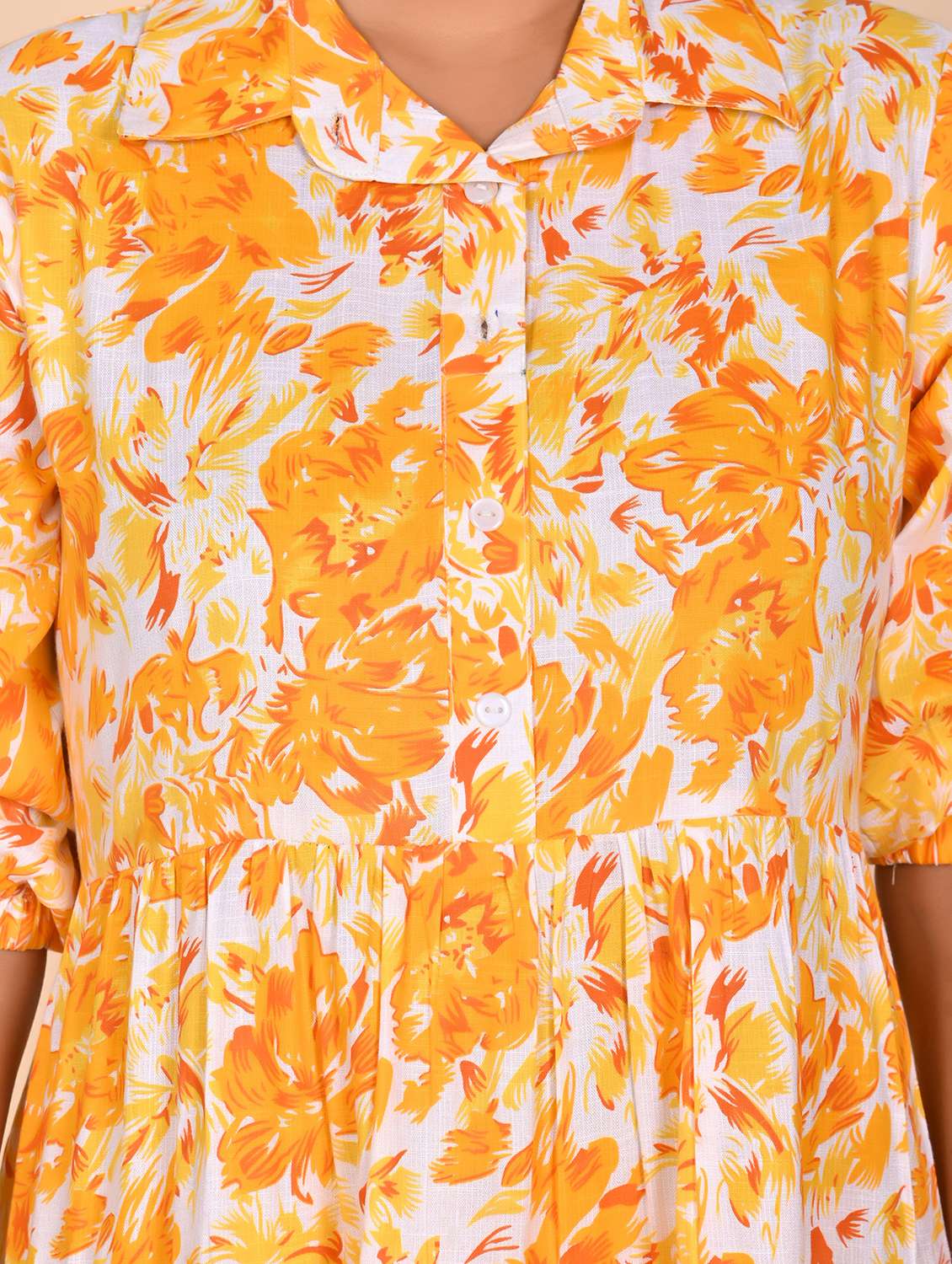 women printed three quarter slevee tiered dress - 22239283 -  Standard Image - 5