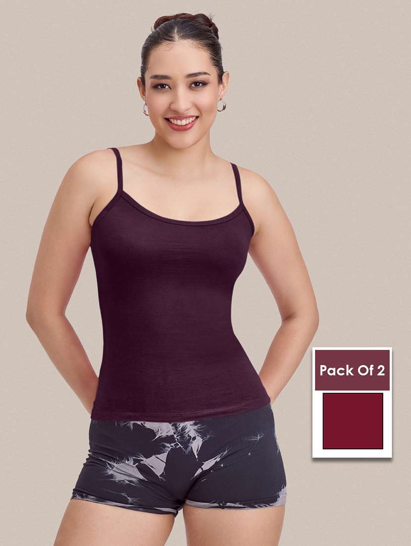 women pack of 2 solid sleeveless camisole