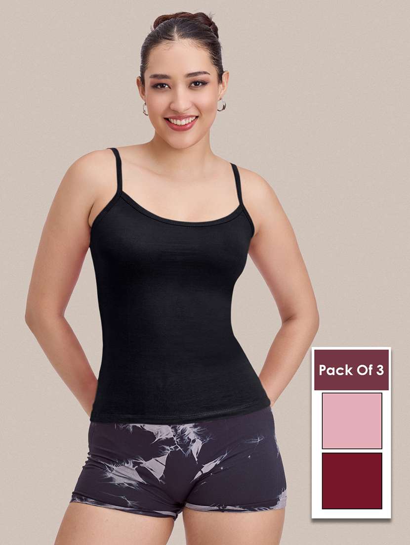 women pack of 3 solid sleeveless camisole