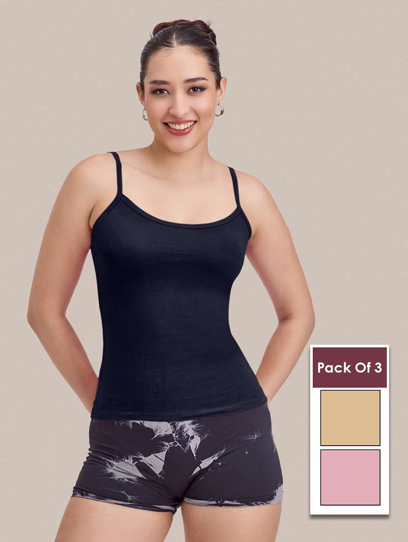 women pack of 3 solid sleeveless camisole