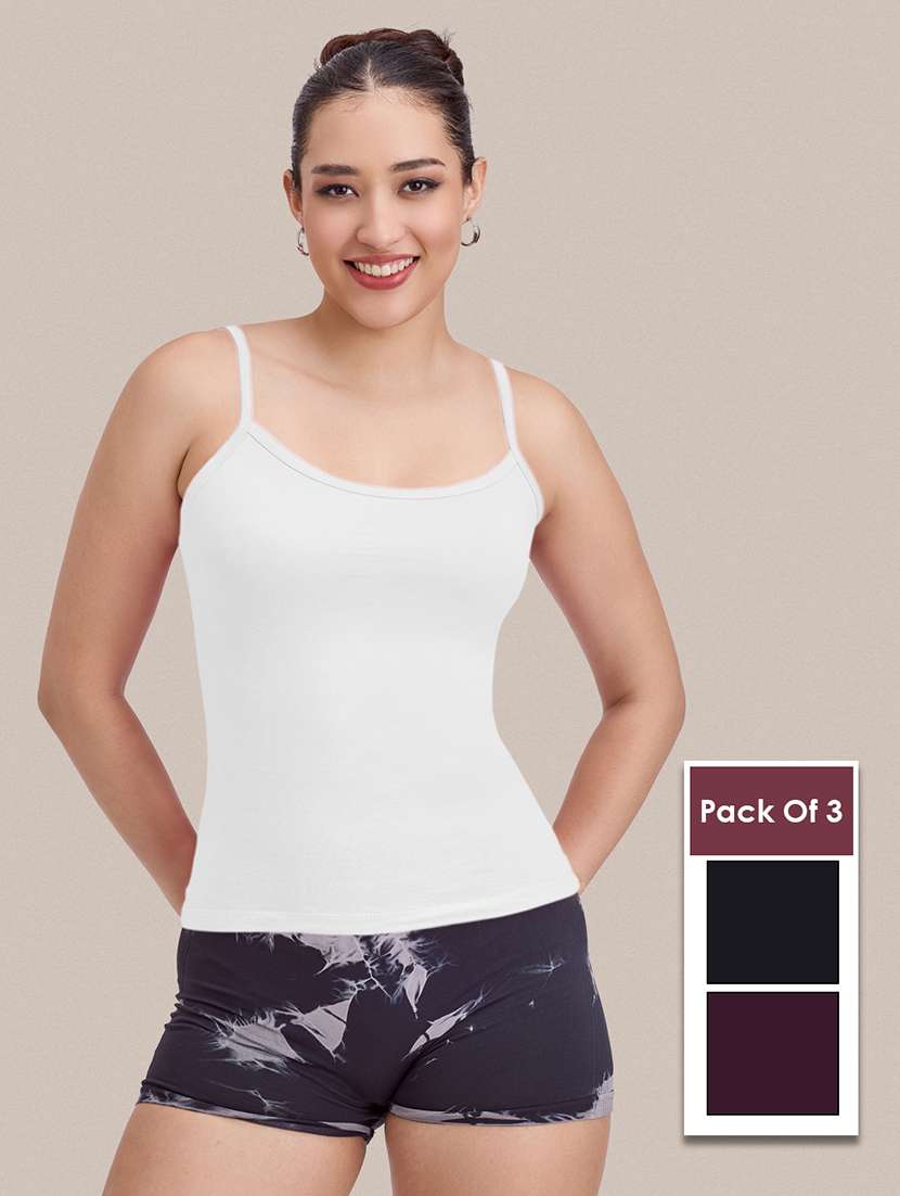 women pack of 3 solid sleeveless camisole